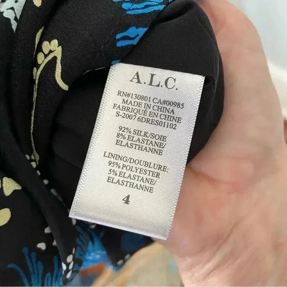 NWT A.L.C. Roxy Silk Plunge V-Neck Mini Dress Celestial Print size 4 - Picture 10 of 11